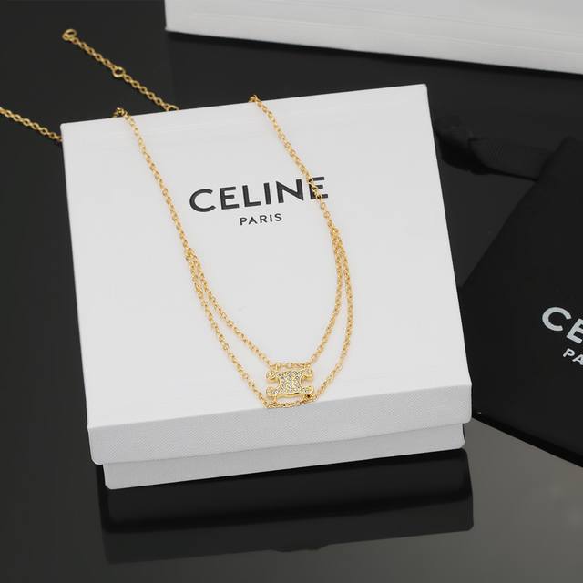 Celine 新款项链preclous新品 简单时尚款式专柜一致黄铜材质电镀18K金 火爆款出货 设计独特 前卫 美女必备款 项链