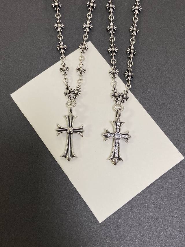 今日新品 2色 克罗心十字架项链 带钻 不带钻 可拆卸吊坠 多种戴法