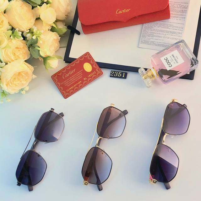 Cartier网红墨镜ins街拍太阳镜时尚防紫外线舒适超酷眼镜2024年新款潮