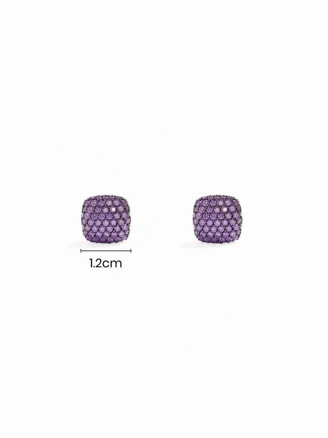Apm Monaco紫色方形耳环简约高贵时尚耳饰生日礼物。