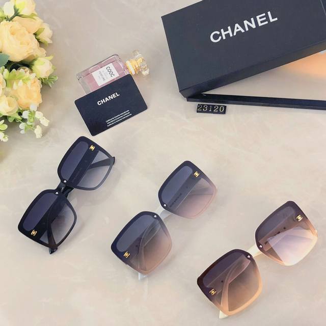 Chanel时尚简约女士网红墨镜素颜神器方框防紫外线太阳镜超轻显脸小