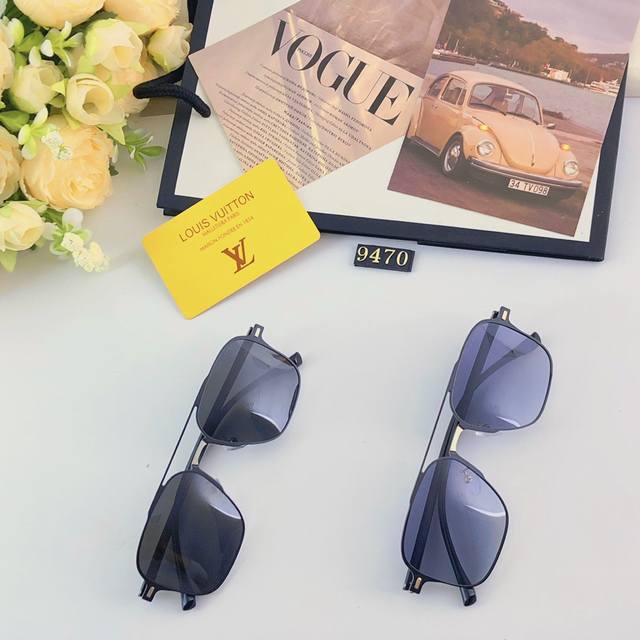 Louis Vuitto*新款男士太阳镜欧美爆款金属双梁时尚墨镜驾驶开车太阳眼镜