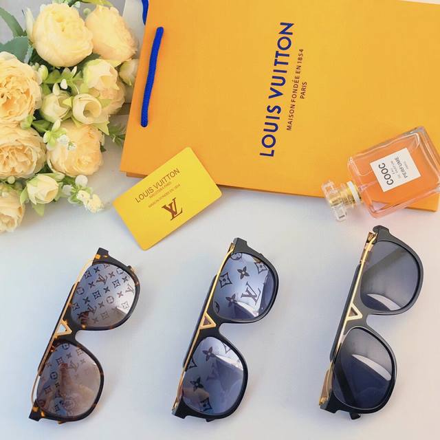 Louis Vuitto*新款欧美大框镂空v字太阳镜 潮流复古墨镜跨境爆款太阳眼镜