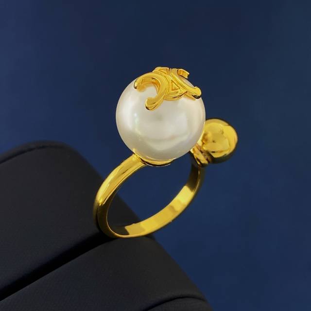 耳钉 戒指 Ysl圣罗兰 Dior迪奥 Celine赛琳 优雅气质树脂珍珠金属小球大小开口戒指