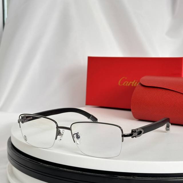 Cartier 卡地亚 Ct00420O 金属弹簧木腿 近视 光学眼镜 尺码：55-18-140