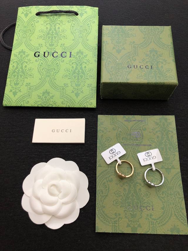 Gucci古驰lcon系列双g戒指 Cnc打造完美工艺 白金 玫瑰金两色可选