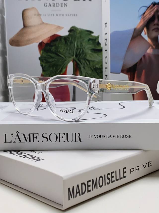 Versace范思哲 2024新款眼镜架圆框女士透明时尚全框可配近视镜片
