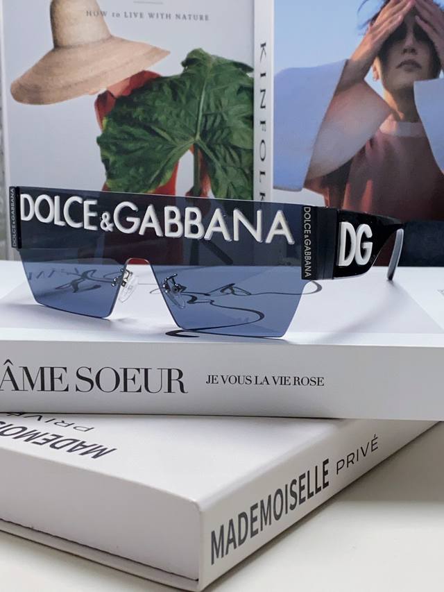 Dg杜嘉班纳 新款 时尚个性无框连体防风墨镜潮流赛博朋克风炫酷眼镜户外防晒太阳镜